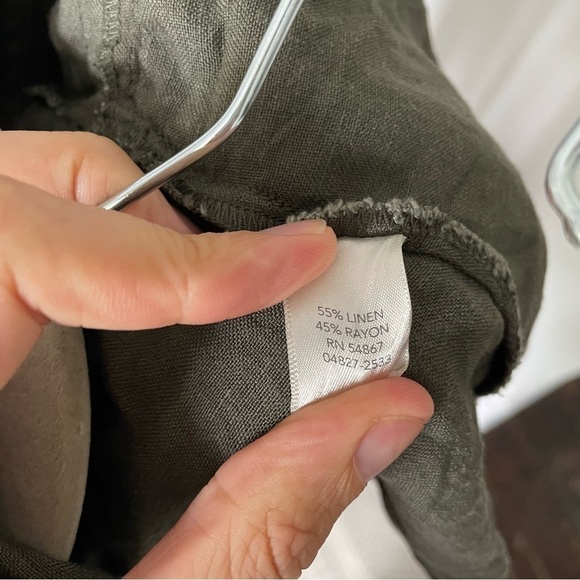 Christopher + Banks Linen Blend Olive Green Zip Tie Jacket Large - Picture 5 of 6